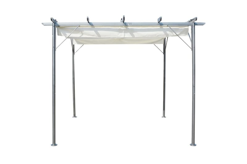 Pergola med indragbart tak gräddvit 3x3 m stål - Vit - Pergola