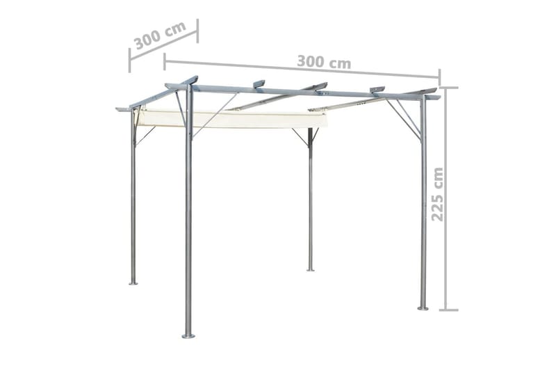 Pergola med indragbart tak gräddvit 3x3 m stål - Vit - Utemöbler - Solskydd - Pergola