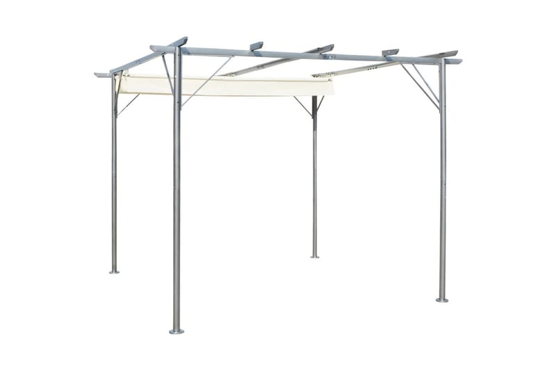 Pergola med indragbart tak gräddvit 3x3 m stål - Vit - Pergola