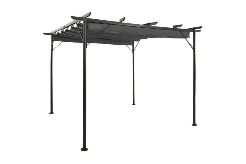 Pergola med infällbart tak antracit 3x3 m stål 180 g/m² - Grå - Pergola