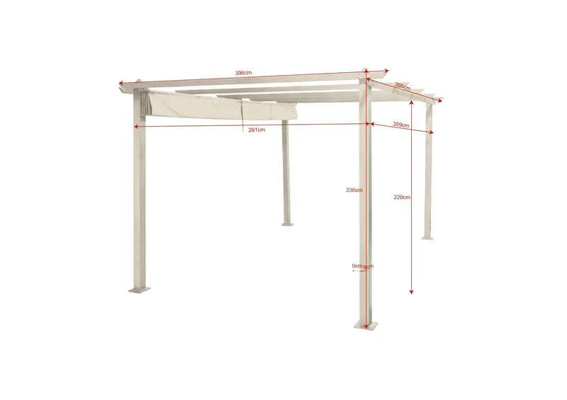 Porto Stor Pergola 4x3 m i aluminium med tak - Beige - Utemöbler - Solskydd - Pergola