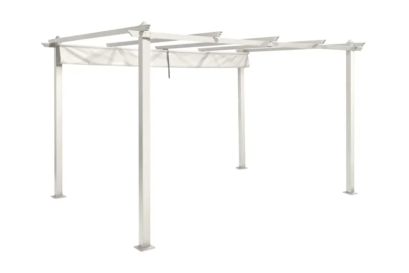 Porto Stor Pergola 4x3 m i aluminium med tak - Vit - Utemöbler - Solskydd - Pergola