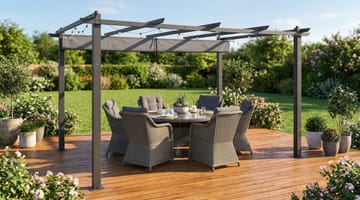 Porto Stor Pergola 4x3 m i aluminium med tak - Mörkgrå - Utemöbler - Solskydd - Pergola
