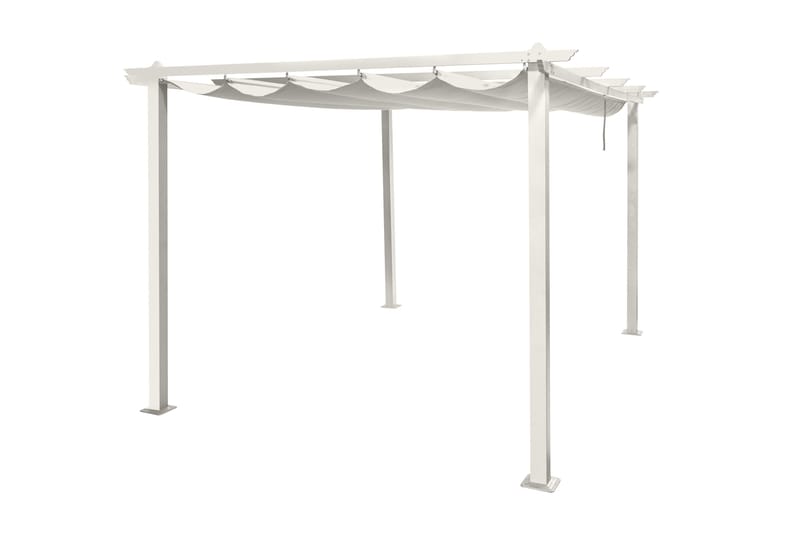 Porto Stor Pergola 4x3 m i aluminium med tak - Vit - Utemöbler - Solskydd - Pergola