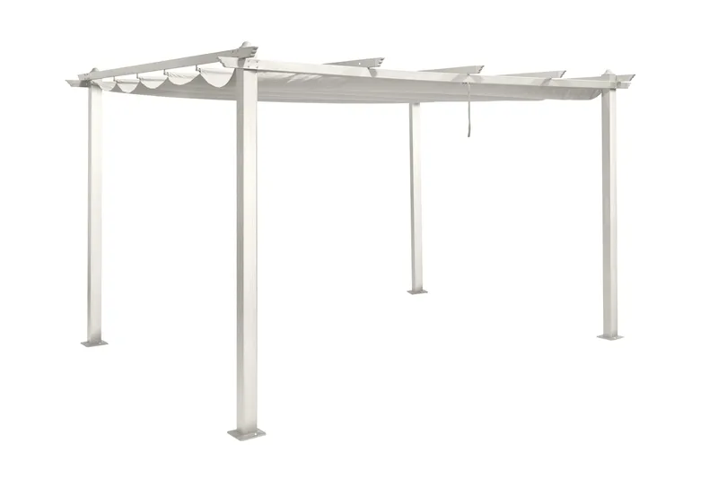 Porto Stor Pergola 4x3 m i aluminium med tak - Vit - Utemöbler - Solskydd - Pergola