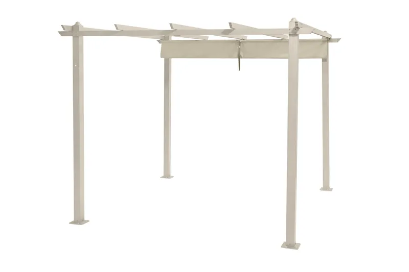 Porto Stor Pergola 4x3 m i aluminium med tak - Beige - Utemöbler - Solskydd - Pergola