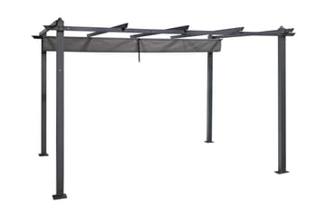 Porto Stor Pergola 4x3 m i aluminium med tak - Mörkgrå - Utemöbler - Solskydd - Pergola