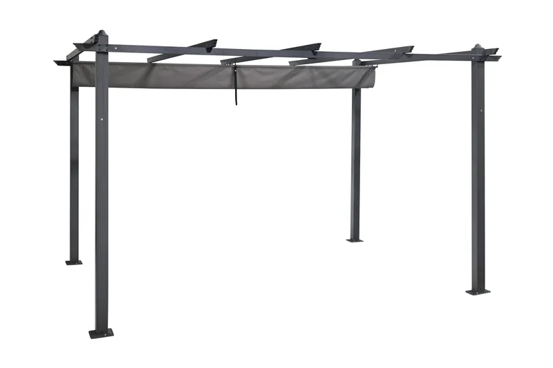 Porto Stor Pergola 4x3 m i aluminium med tak - Mörkgrå - Utemöbler - Solskydd - Pergola