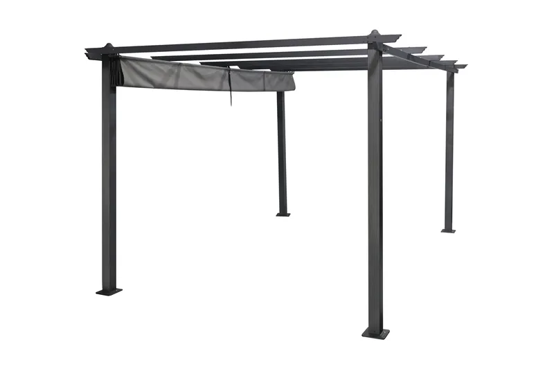 Porto Stor Pergola 4x3 m i aluminium med tak - Mörkgrå - Utemöbler - Solskydd - Pergola
