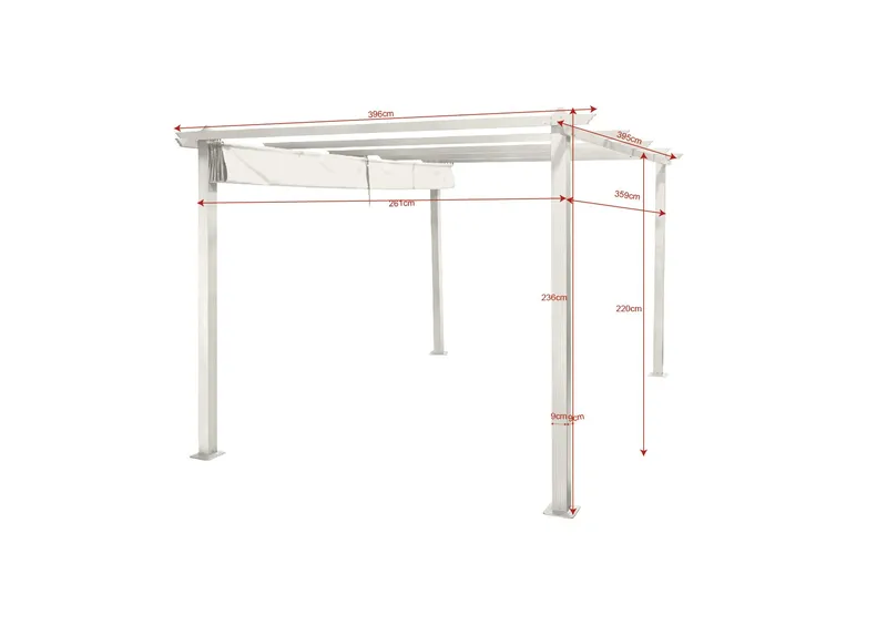 Porto Stor Pergola 4x3 m i aluminium med tak - Vit - Utemöbler - Solskydd - Pergola