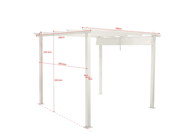 Porto Pergola 3x3 m i aluminium med tak för solskydd - Vit - Utemöbler - Solskydd - Pergola