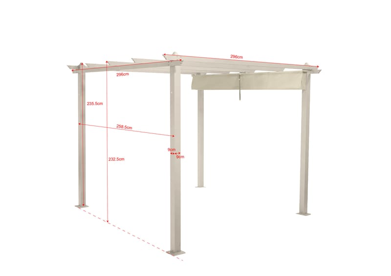 Porto Pergola 3x3 m i aluminium med tak för solskydd - Beige - Utemöbler - Solskydd - Pergola
