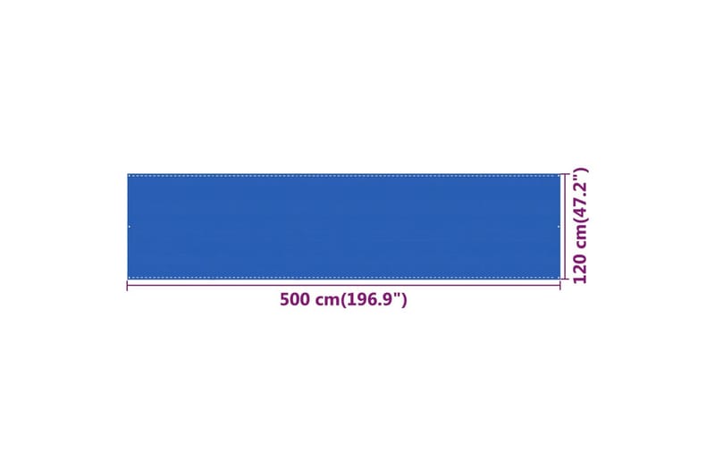 Balkongskärm blå 120x500 cm HDPE - Blå - Utemöbler - Solskydd - Skärmskydd & vindskydd