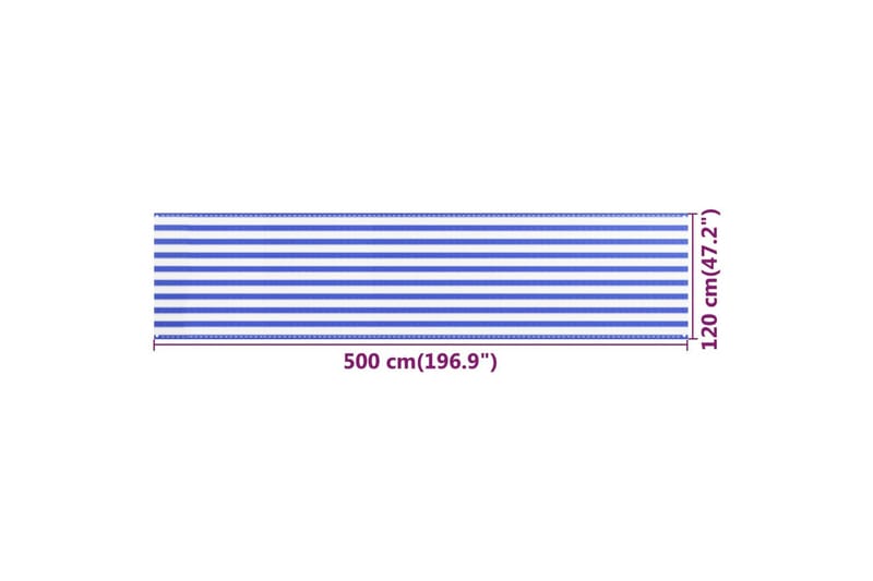 Balkongskärm blå och vit 120x500 cm HDPE - Flerfärgad - Skärmskydd & vindskydd