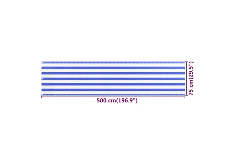 Balkongskärm blå och vit 75x500 cm HDPE - Flerfärgad - Utemöbler - Solskydd - Skärmskydd & vindskydd