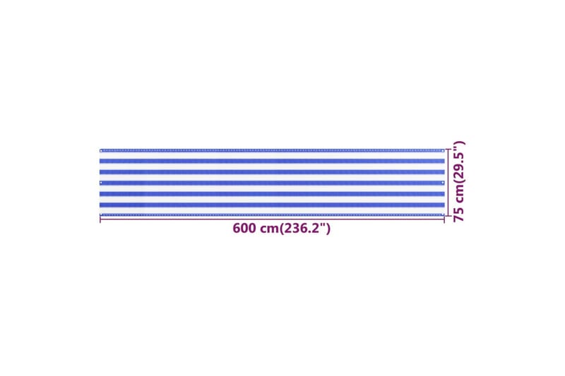 Balkongskärm blå och vit 75x600 cm HDPE - Flerfärgad - Skärmskydd & vindskydd