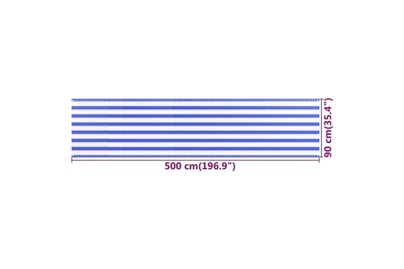Balkongskärm blå och vit 90x500 cm HDPE - Flerfärgad - Utemöbler - Solskydd - Skärmskydd & vindskydd