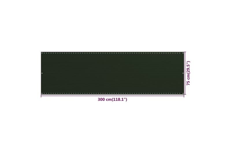 Balkongskärm mörkgrön 75x300 cm HDPE - Mörkgrön - Utemöbler - Solskydd - Skärmskydd & vindskydd