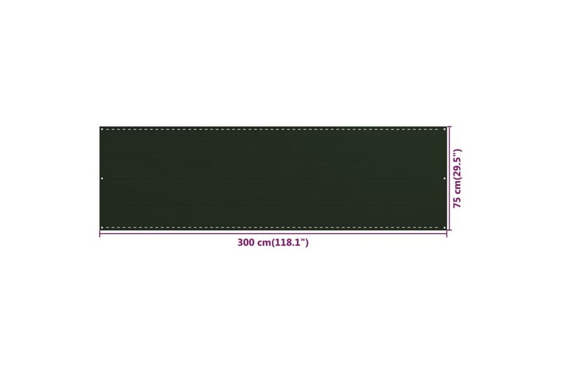 Balkongskärm mörkgrön 75x300 cm HDPE - Mörkgrön - Skärmskydd & vindskydd