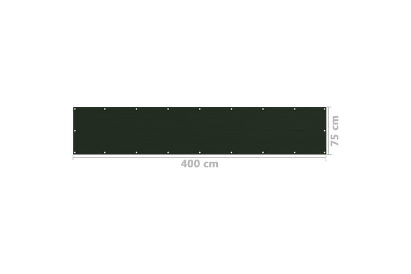 Balkongskärm mörkgrön 75x400 cm HDPE - Mörkgrön - Skärmskydd & vindskydd