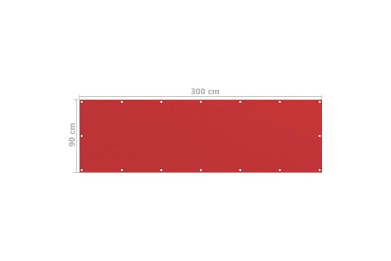 Balkongskärm röd 90x300 cm HDPE - Röd - Skärmskydd & vindskydd