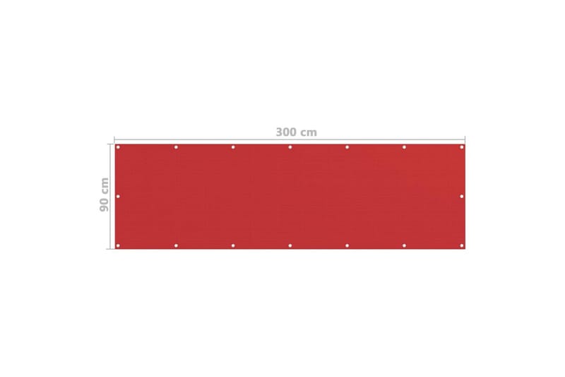 Balkongskärm röd 90x300 cm HDPE - Röd - Utemöbler - Solskydd - Skärmskydd & vindskydd