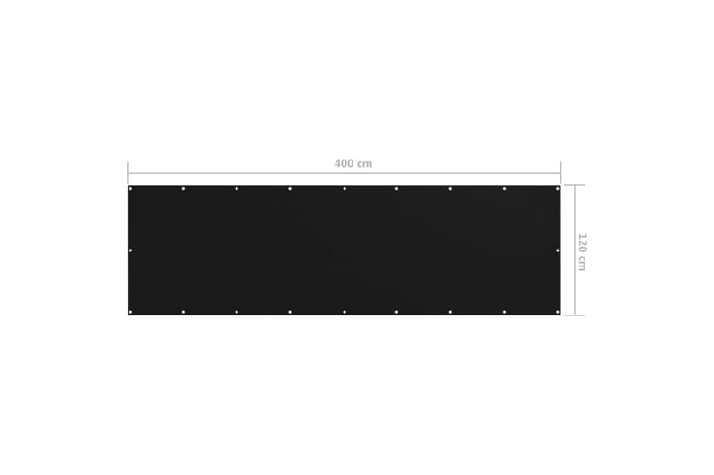 Balkongskärm svart 120x400 cm oxfordtyg - Svart - Skärmskydd & vindskydd