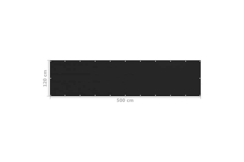 Balkongskärm svart 120x500 cm HDPE - Svart - Skärmskydd & vindskydd