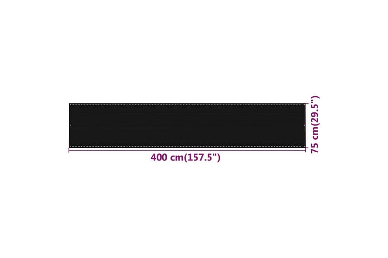 Balkongskärm svart 75x400 cm HDPE - Svart - Utemöbler - Solskydd - Skärmskydd & vindskydd