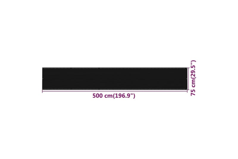 Balkongskärm svart 75x500 cm HDPE - Svart - Utemöbler - Solskydd - Skärmskydd & vindskydd