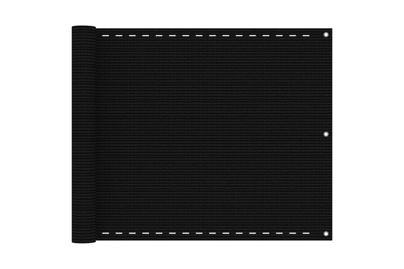 Balkongskärm svart 75x600 cm HDPE - Svart - Skärmskydd & vindskydd