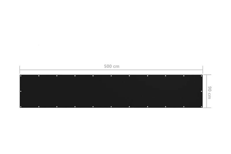 Balkongskärm svart 90x500 cm oxfordtyg - Svart - Skärmskydd & vindskydd