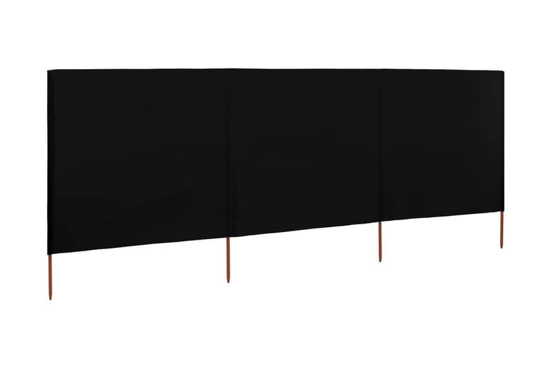 Vindskydd 3 paneler tyg 400x120 cm svart - Svart - Utemöbler - Solskydd - Skärmskydd & vindskydd