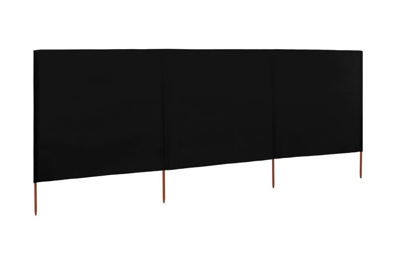 Vindskydd 3 paneler tyg 400x160 cm svart - Svart - Skärmskydd & vindskydd