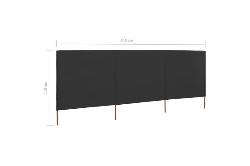 Vindskydd 3 paneler tyg 400x80 cm antracit - Grå - Utemöbler - Solskydd - Skärmskydd & vindskydd