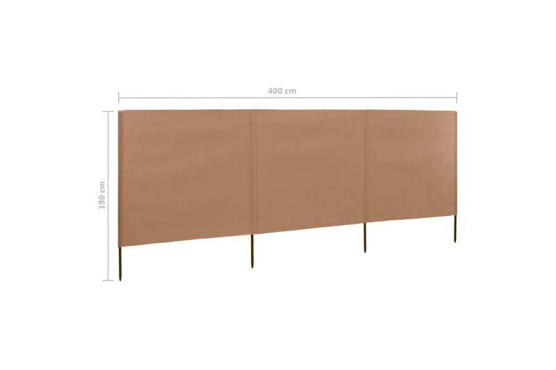 Vindskydd 3 paneler tyg 400x160 cm taupe - Brun - Skärmskydd & vindskydd
