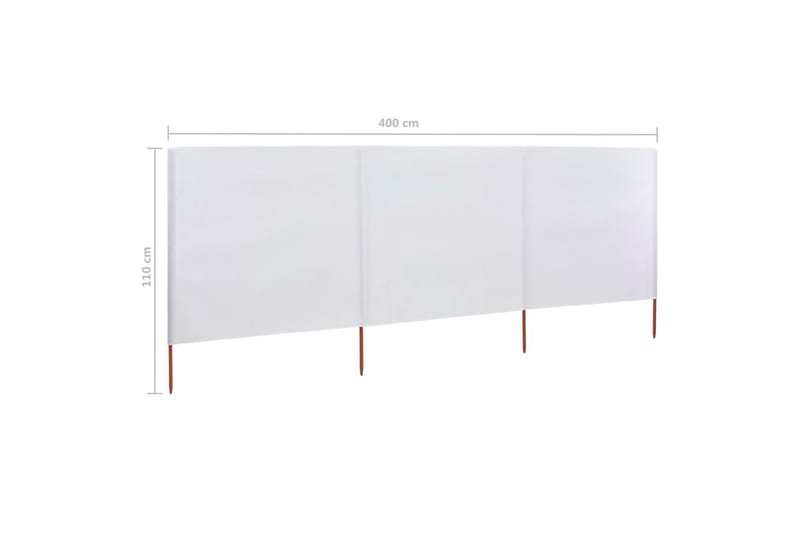 Vindskydd 3 paneler tyg 400x80 cm sandvit - Vit - Utemöbler - Solskydd - Skärmskydd & vindskydd