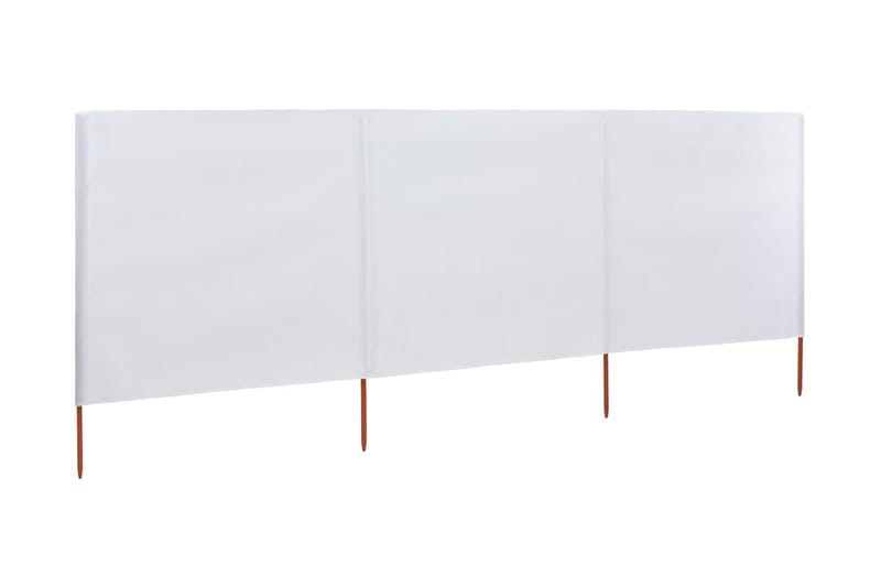 Vindskydd 3 paneler tyg 400x80 cm sandvit - Vit - Skärmskydd & vindskydd