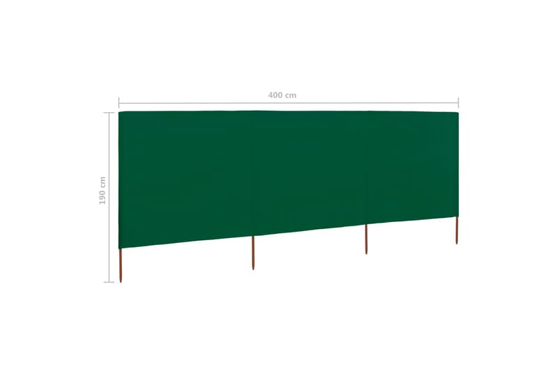 Vindskydd 3 paneler tyg 400x160 cm grön - Grön - Utemöbler - Solskydd - Skärmskydd & vindskydd