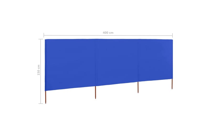 Vindskydd 3 paneler tyg 400x120 cm azurblå - Blå - Utemöbler - Solskydd - Skärmskydd & vindskydd