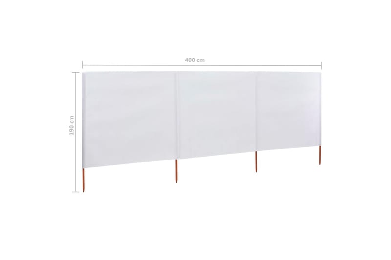 Vindskydd 3 paneler tyg 400x160 cm sandvit - Vit - Skärmskydd & vindskydd