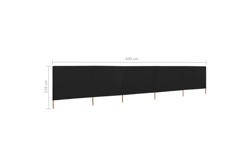 Vindskydd 5 paneler tyg 600x80 cm svart - Svart - Utemöbler - Solskydd - Skärmskydd & vindskydd