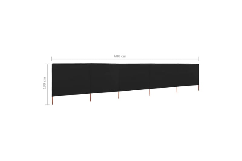Vindskydd 5 paneler tyg 600x160 cm svart - Svart - Skärmskydd & vindskydd