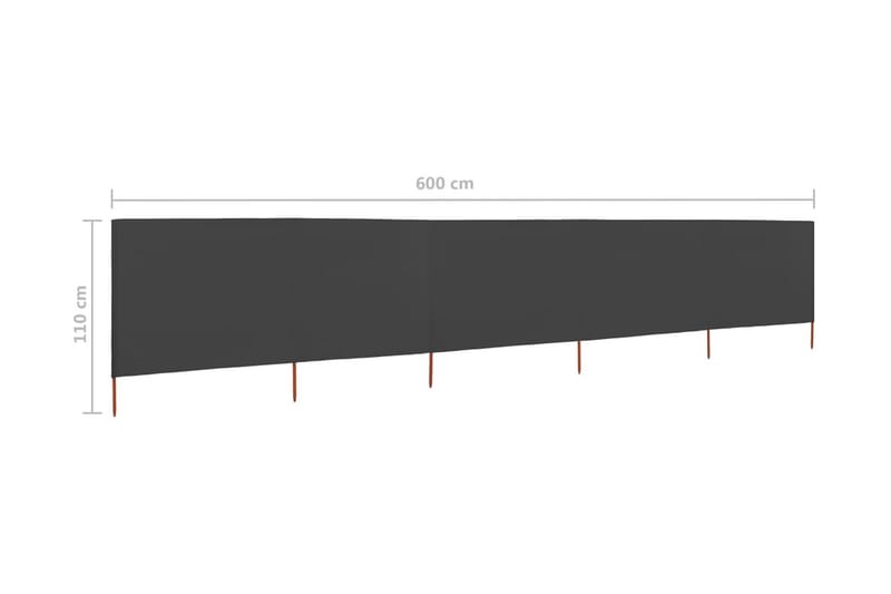 Vindskydd 5 paneler tyg 600x80 cm antracit - Grå - Skärmskydd & vindskydd