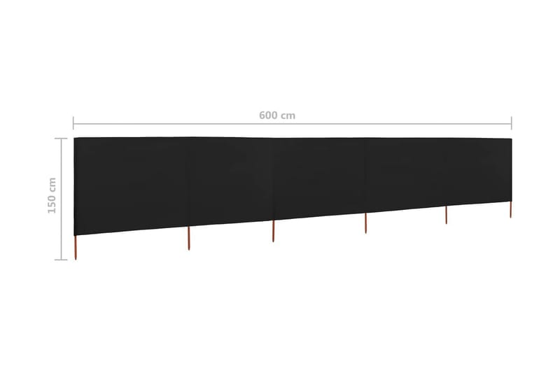 Vindskydd 5 paneler tyg 600x120 cm svart - Svart - Utemöbler - Solskydd - Skärmskydd & vindskydd