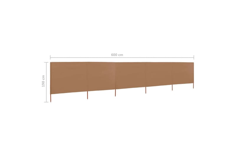 Vindskydd 5 paneler tyg 600x160 cm taupe - Brun - Skärmskydd & vindskydd