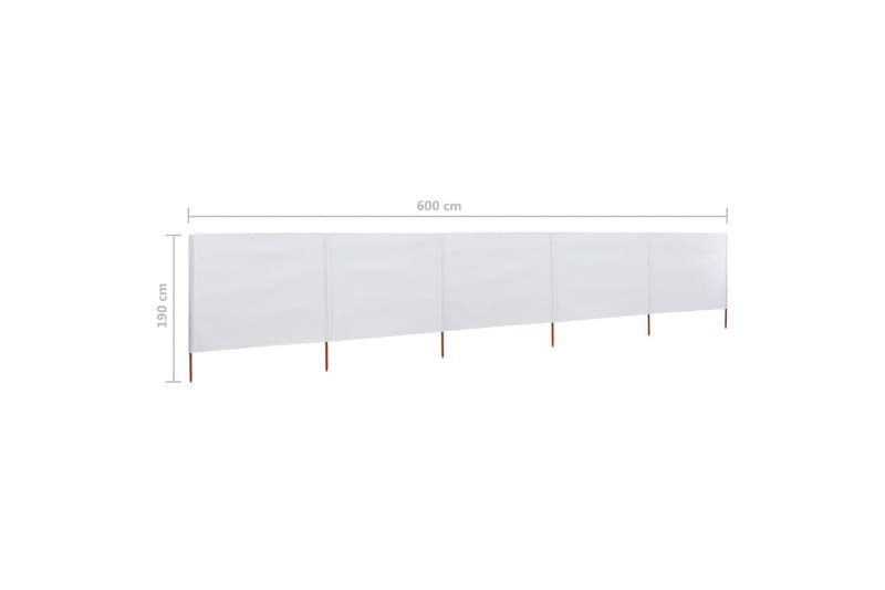 Vindskydd 5 paneler tyg 600x160 cm sandvit - Vit - Skärmskydd & vindskydd