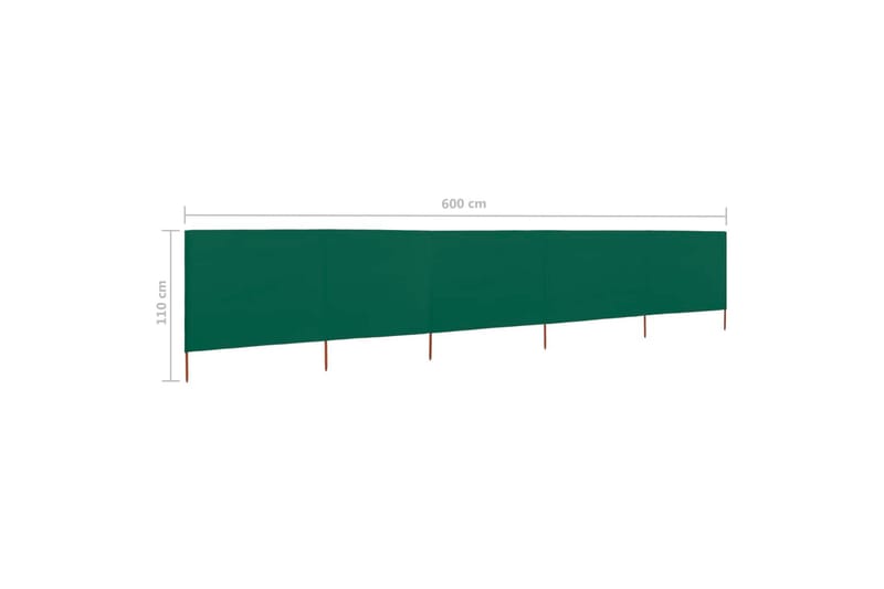 Vindskydd 5 paneler tyg 600x80 cm grön - Grön - Utemöbler - Solskydd - Skärmskydd & vindskydd