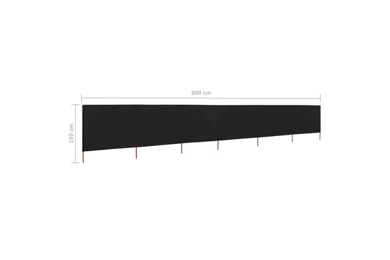 Vindskydd 6 paneler tyg 800x120 cm svart - Svart - Skärmskydd & vindskydd