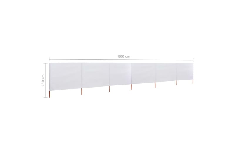 Vindskydd 6 paneler tyg 800x160 cm sandvit - Vit - Skärmskydd & vindskydd